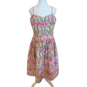 Lilly Pulitzer Baheera Fit/Flare Midi Cotton Dress Jungle Animal Resort Girly 10